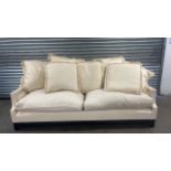 Cream Studded Sofa & 6 Cushions