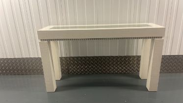 White Crocodile Skin Effect Side Table