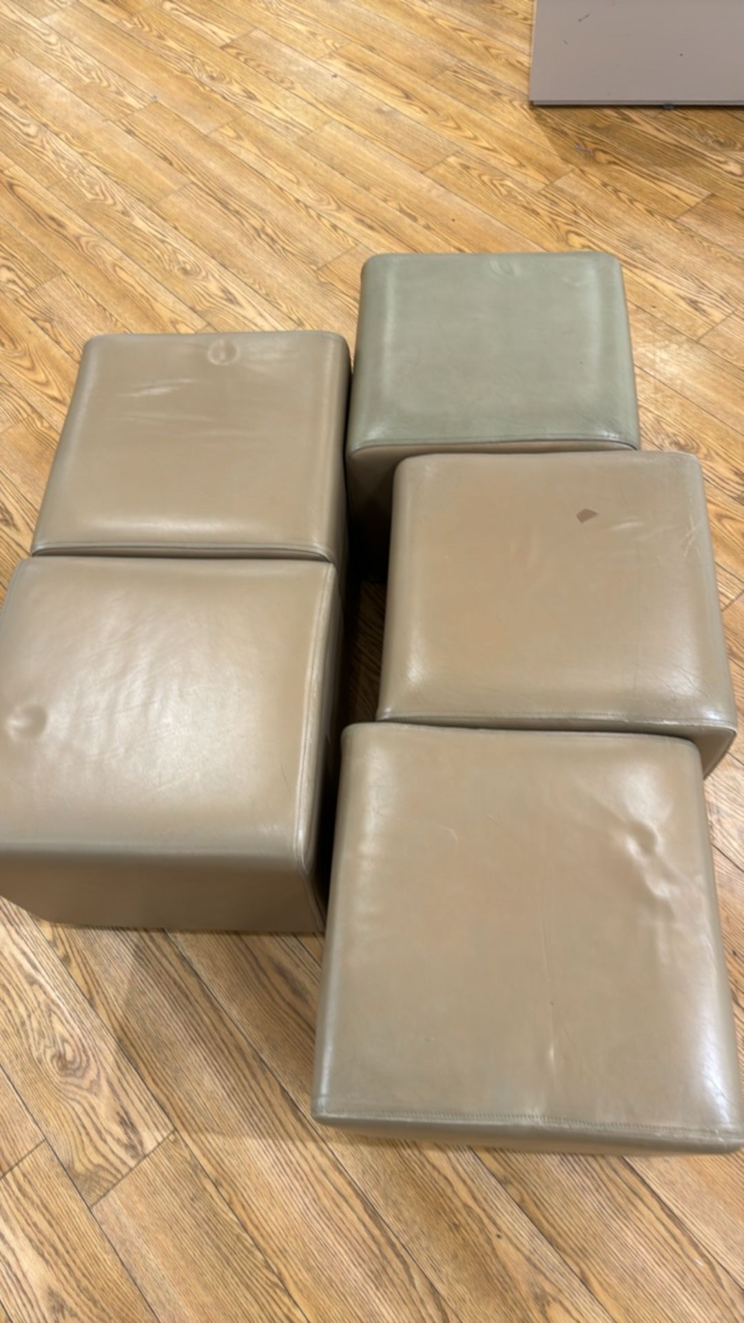 Brown Faux Leather Pouffes x5 - Image 3 of 3