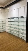 2 Walls of Glass Shelving