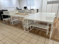 White Tables and Under Units x4
