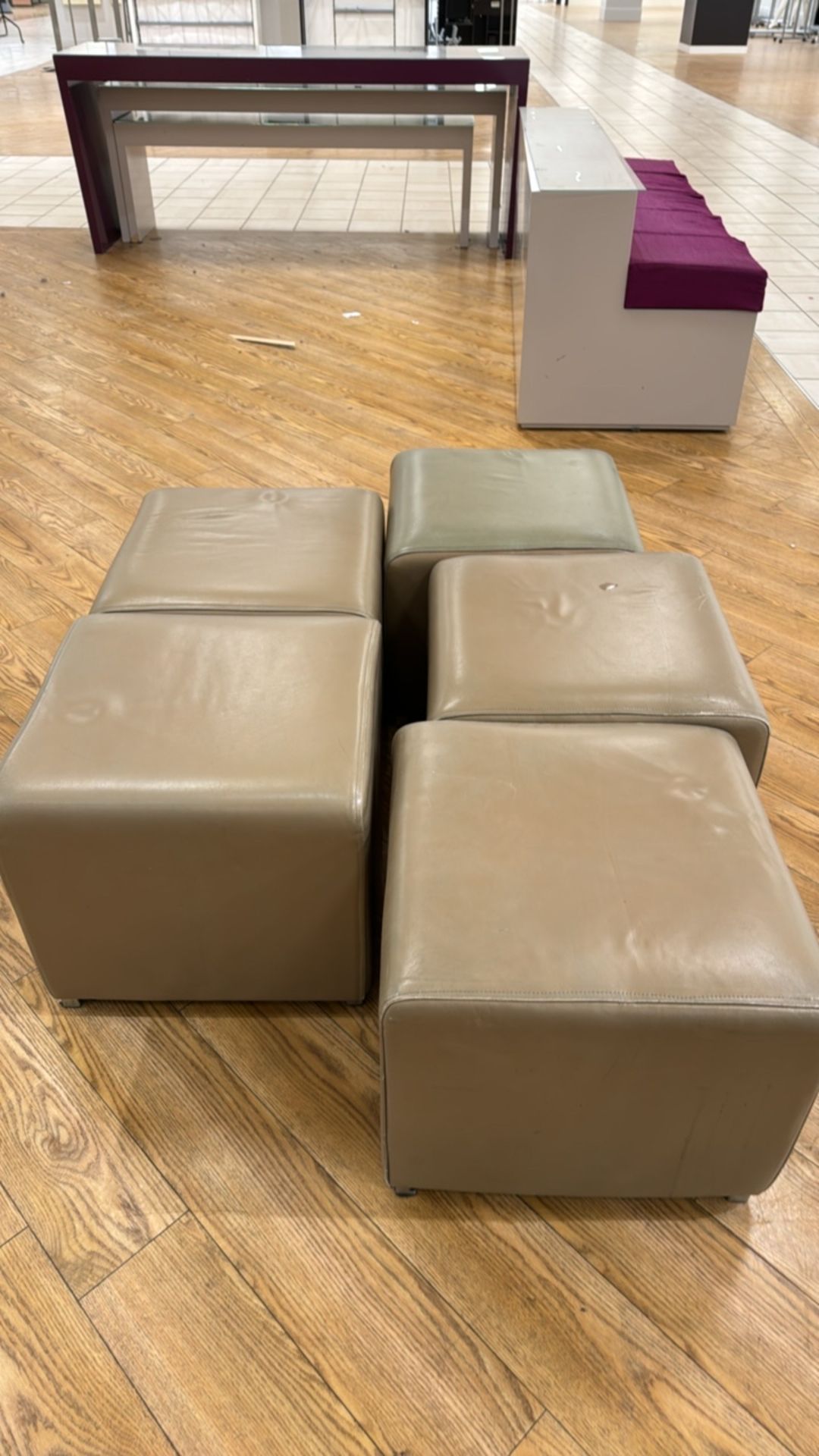 Brown Faux Leather Pouffes x5 - Image 2 of 3