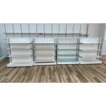 White Gloss Dual Facing Display Shelves x8 and Wall Shelves
