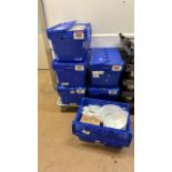 Blue Tubs of Kitchen Goods x6
