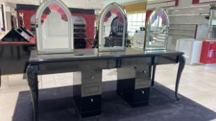 High Gloss Black Table with Mirrors