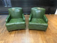 2 x Green Leather Chairs