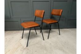 Dining Chairs With Ribbed Leather In Tan