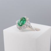 A Certificated Emerald & Diamond Dress Ring Is 18ct White Gold