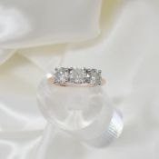 1.95 Carat Diamond Trilogy Ring In White & Rose Gold, With Certificate