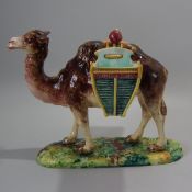 Jerome Massier Majolica Barbotine Camel With Baskets