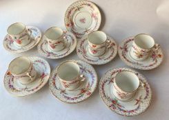Dresden Porcelain Coffee Set Of 7 Cups & Saucers