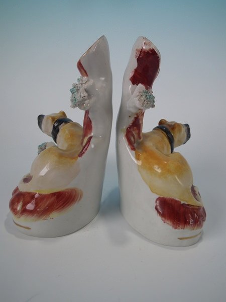 Pair Staffordshire Pottery Mastiff Spill Vases - Image 4 of 18