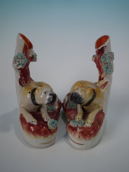 Pair Staffordshire Pottery Mastiff Spill Vases - Image 5 of 18
