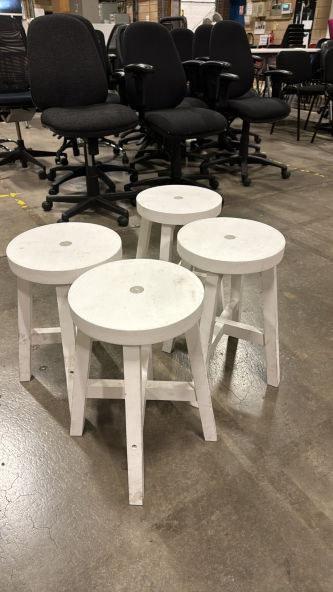 White Wooden Stool x4 - Image 3 of 4
