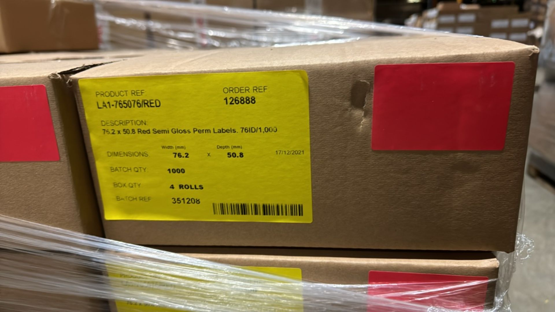 Pallet Of Red Semi Gloss Perm Labels - Image 3 of 3