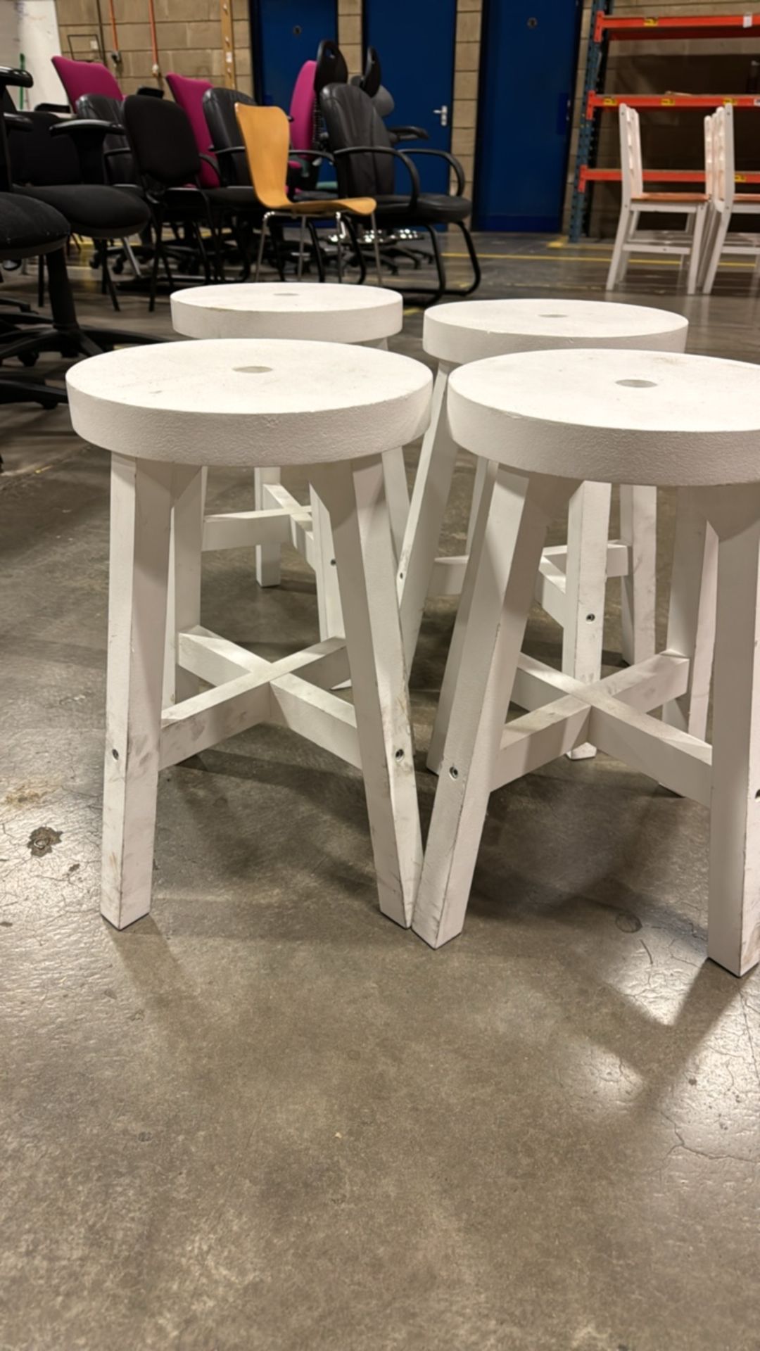 White Wooden Stool x4 - Image 4 of 4