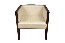 Pietro Cstantini Yale Armchair in Quilted Ultrasuede & Dark Walnut
