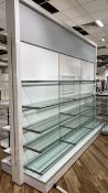 Wall Of Glass Retail Shelving With Metal Brackets x1