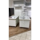 2x Retail Display White Wooden Cabinets