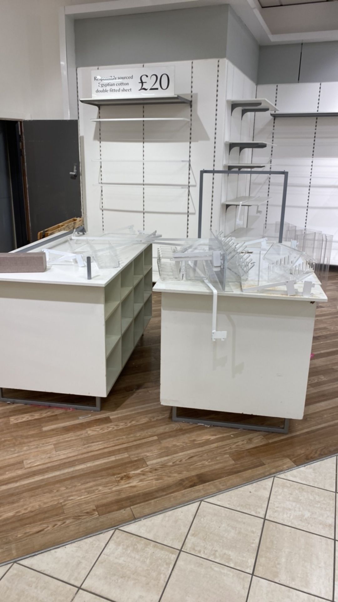 2x Retail Display White Wooden Cabinets