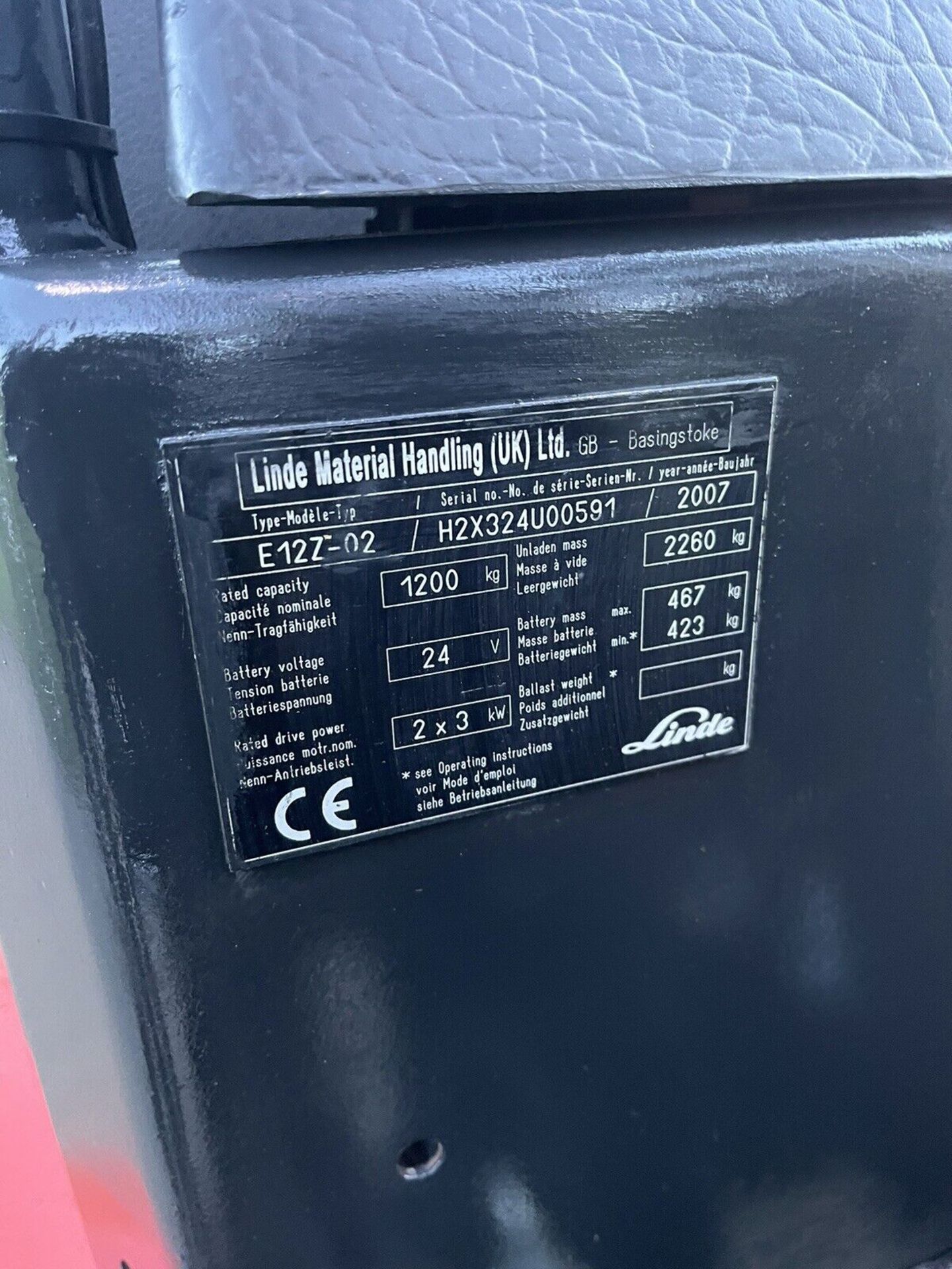 LINDE 1.2 Electric Forklift Truck Container Spec - Image 5 of 6