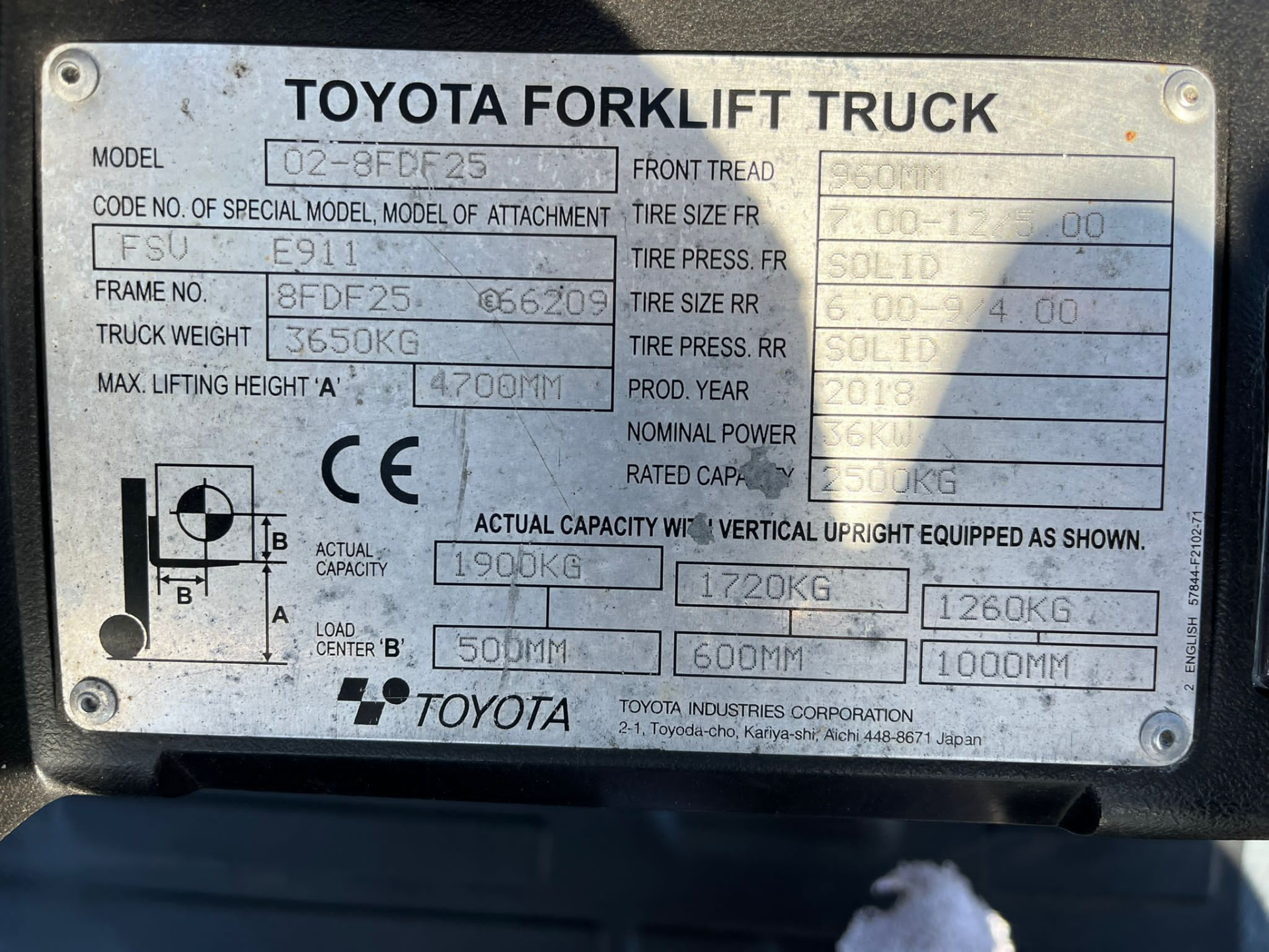 2018, TOYOTA - 2.5 Tonne Diesel Forklift - Image 5 of 7