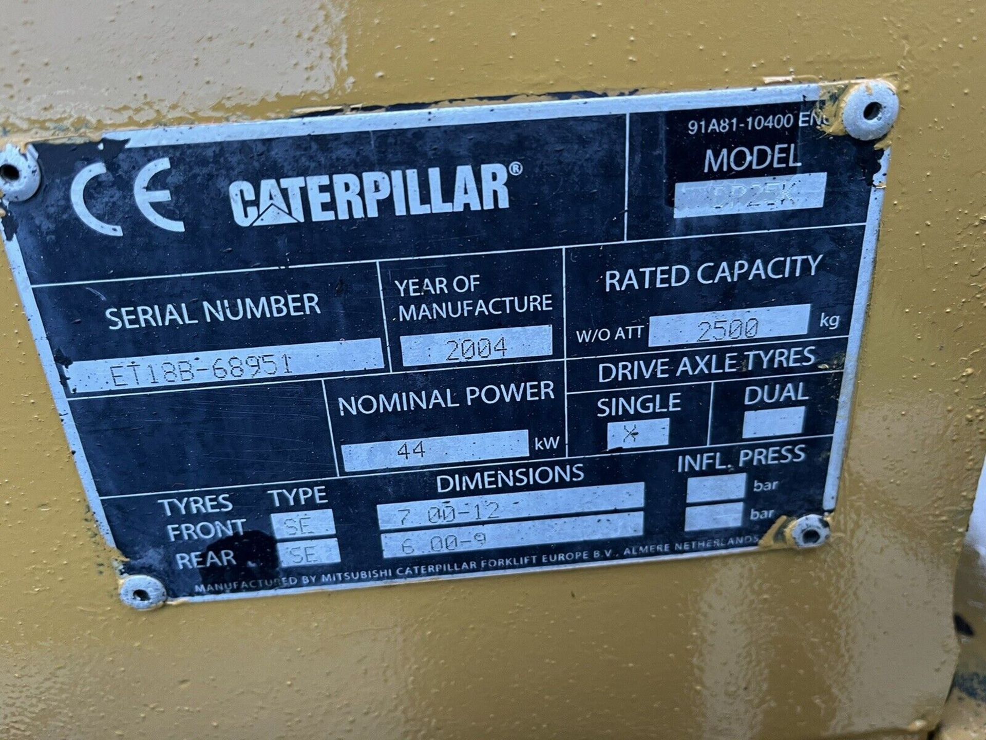 2004 CATERPILLAR, 2.5 Tonne Diesel Forklift Truck - Image 5 of 6