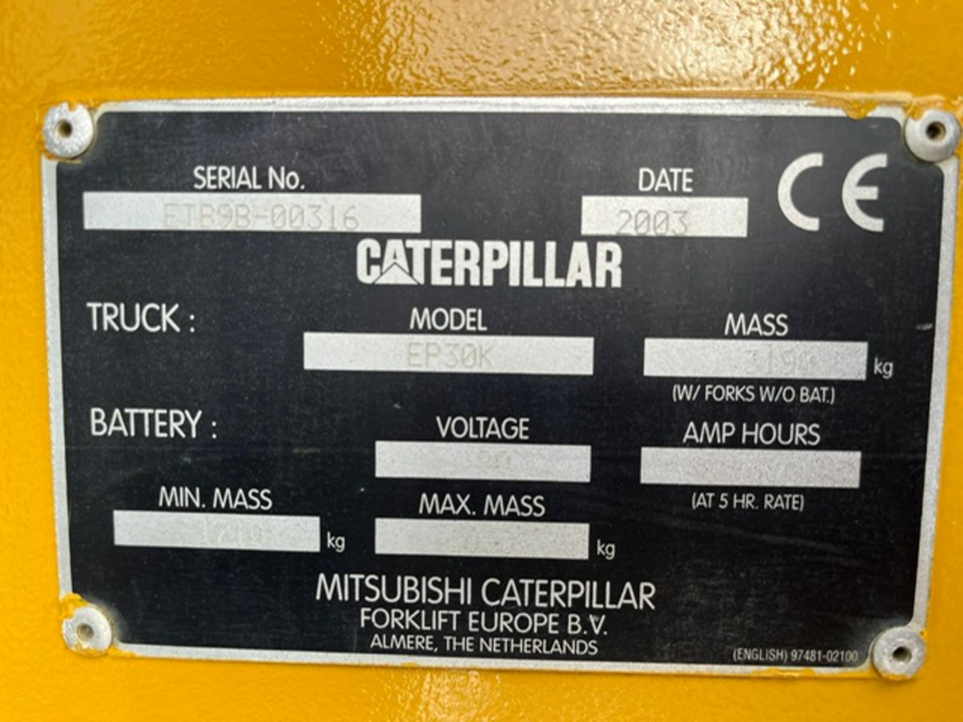 2003 CATERPILLAR, 3 Tonne Electric Forklift - Image 6 of 8