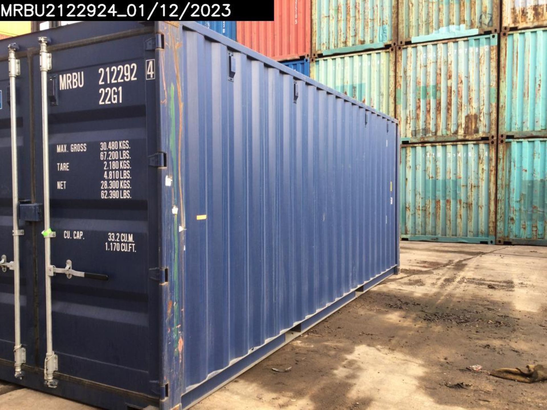 One Trip 20ft Shipping Container - Unit Number – MRBU2122924 - Image 3 of 5