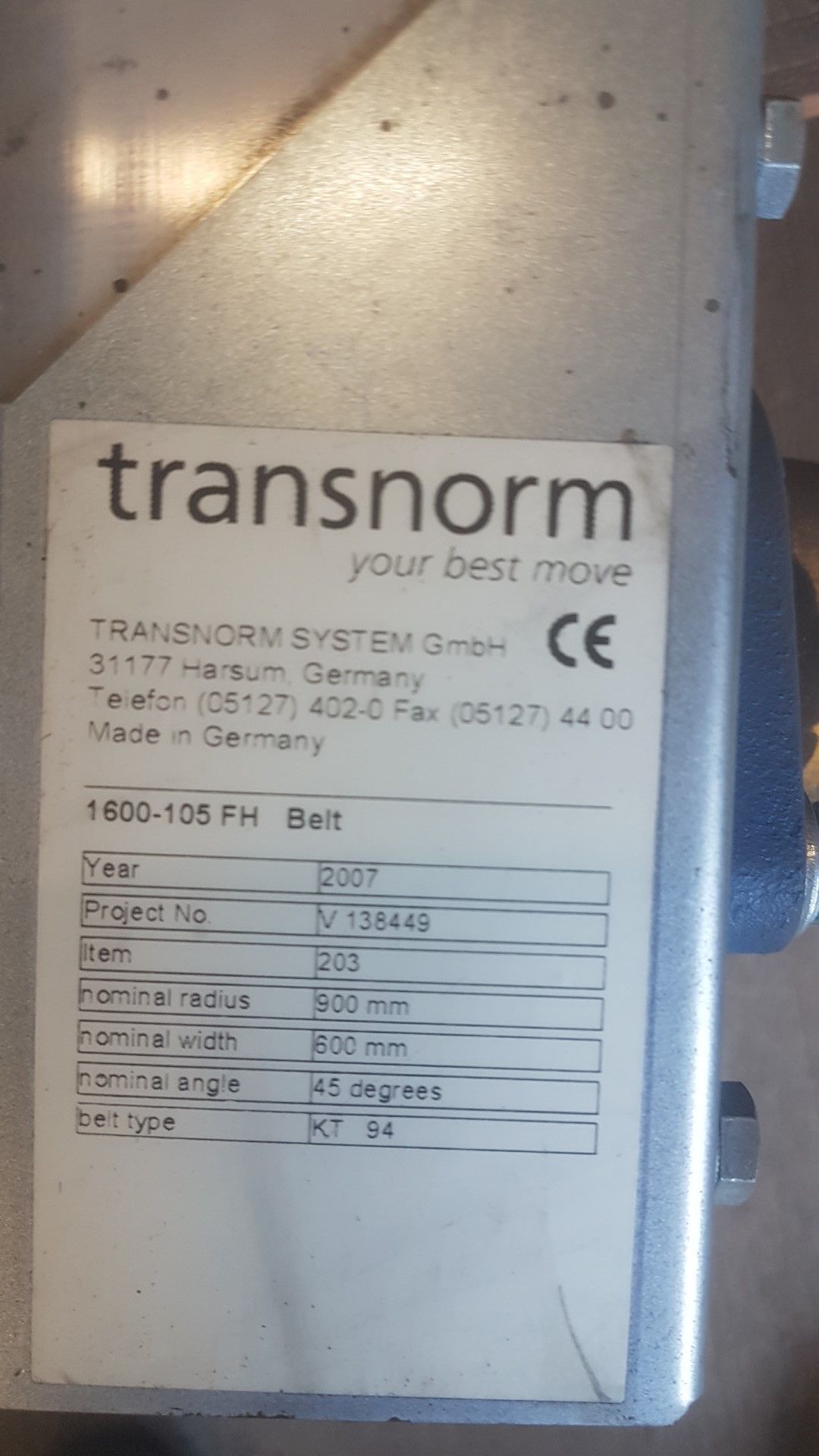 5 x TRANSNORM FH Belt Units (2 x 90 Degrees & 3 x 45 Degrees) NO RESERVE - Bild 3 aus 3