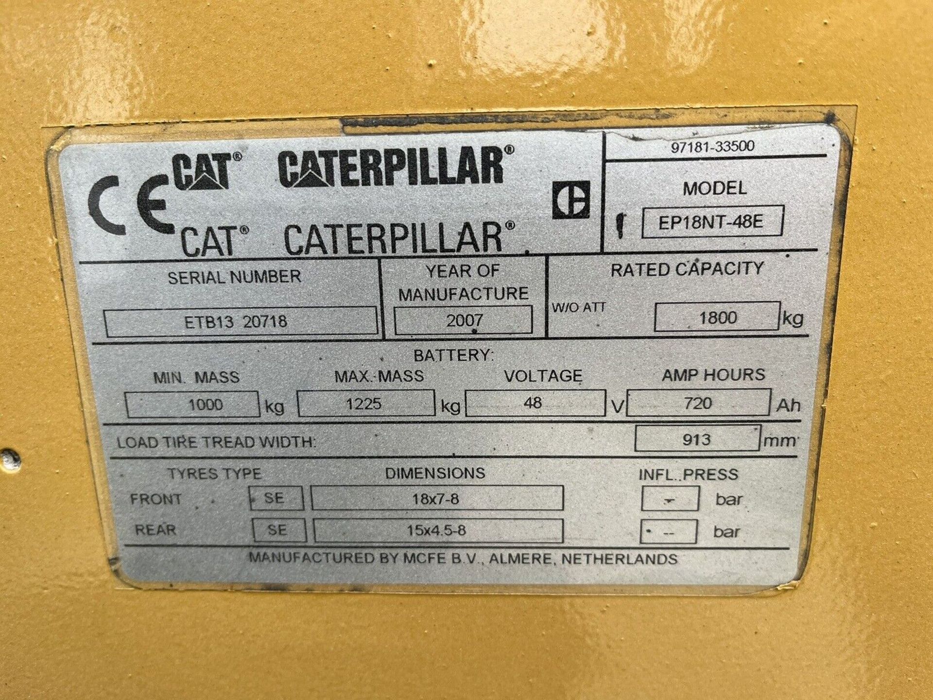 CATERPILLAR 1.8 Electric Forklift Truck (Container Spec) - Image 2 of 4