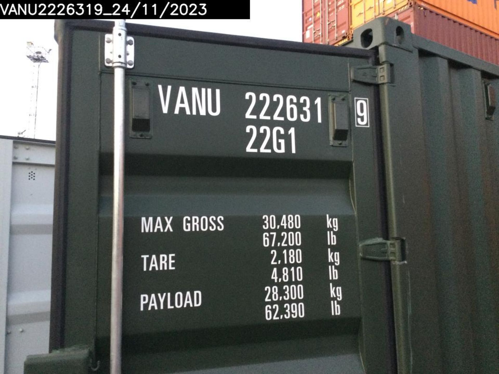 One Trip 20ft Shipping Container - Unit Number – VANU2226319 - Image 2 of 8