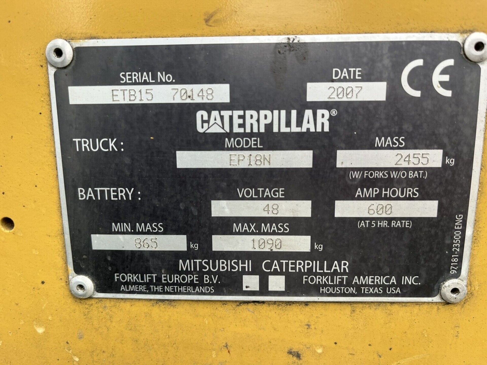 CATERPILLAR 1.8 Electric Forklift Truck Container Spec - Image 4 of 5