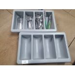 Grey Cutlery Trays With Cutlery x2