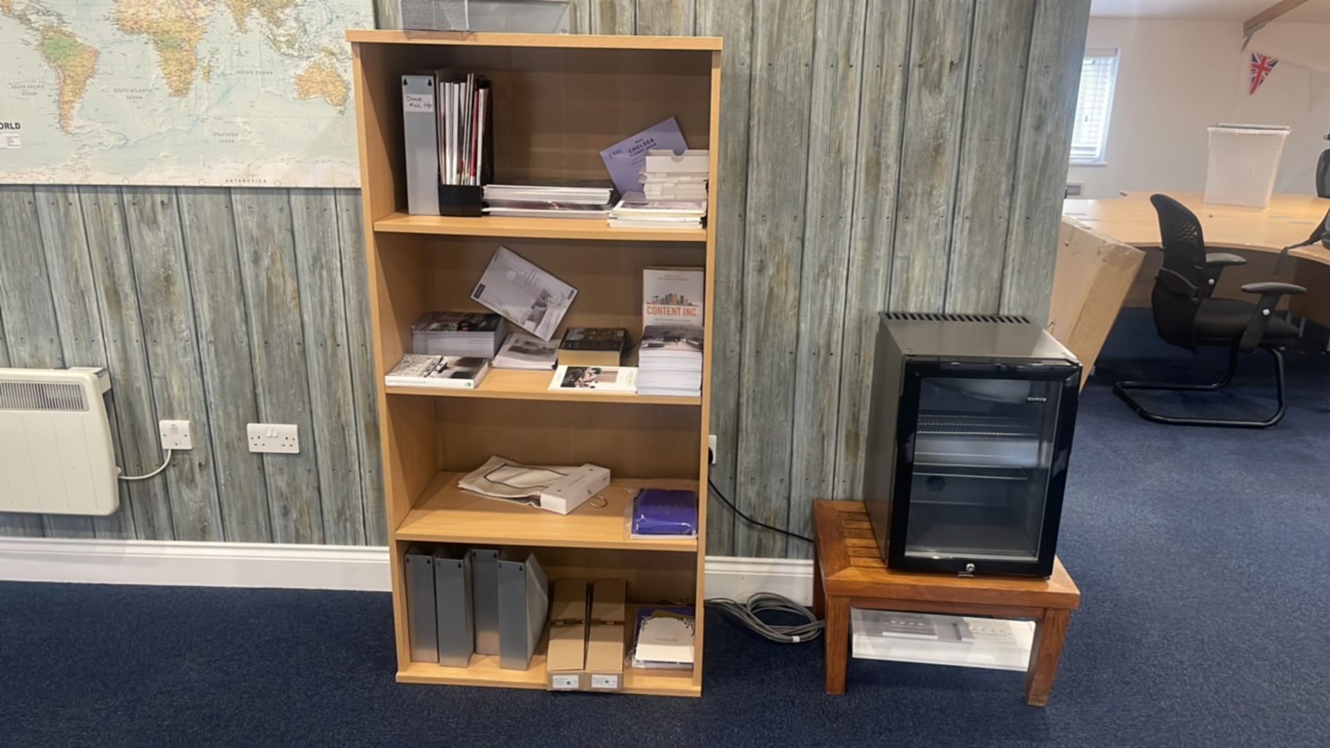 Small Fridge, Book Case & Table