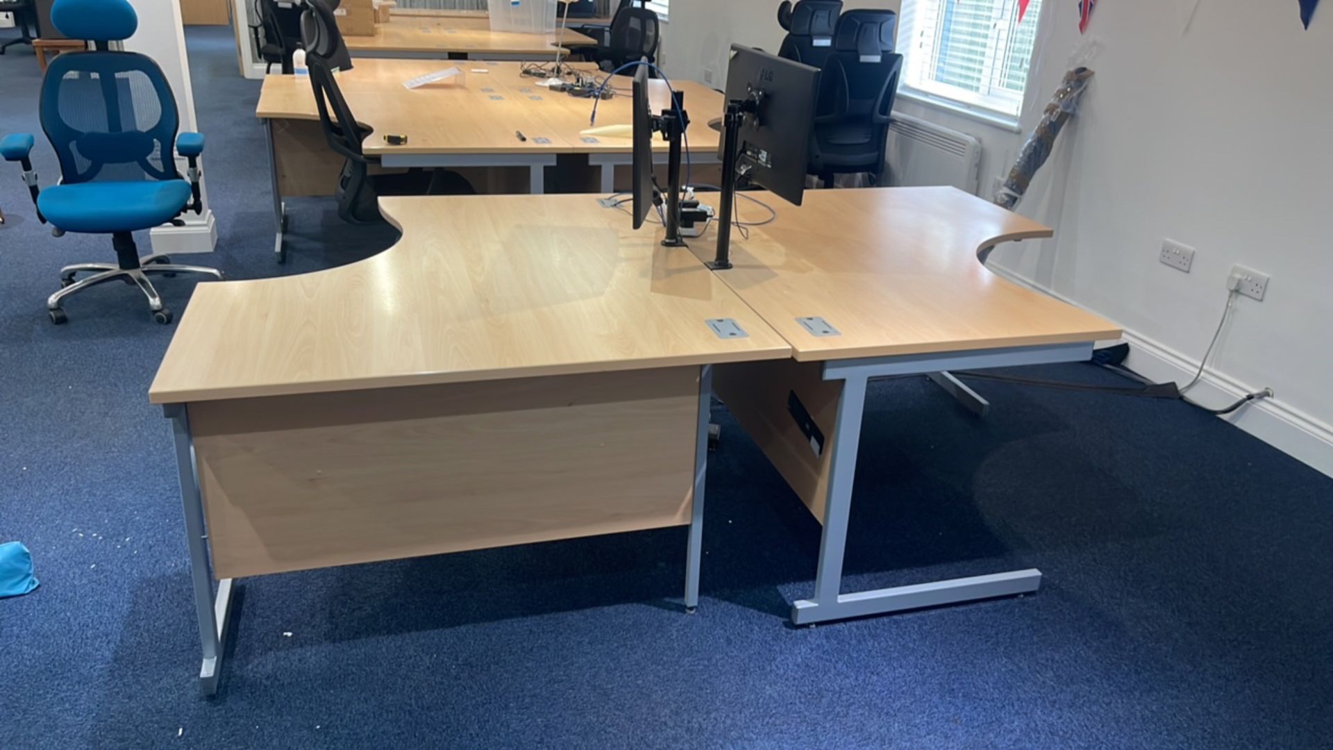 2 x Curved Lee & Plumpton Desks including LG Monitors