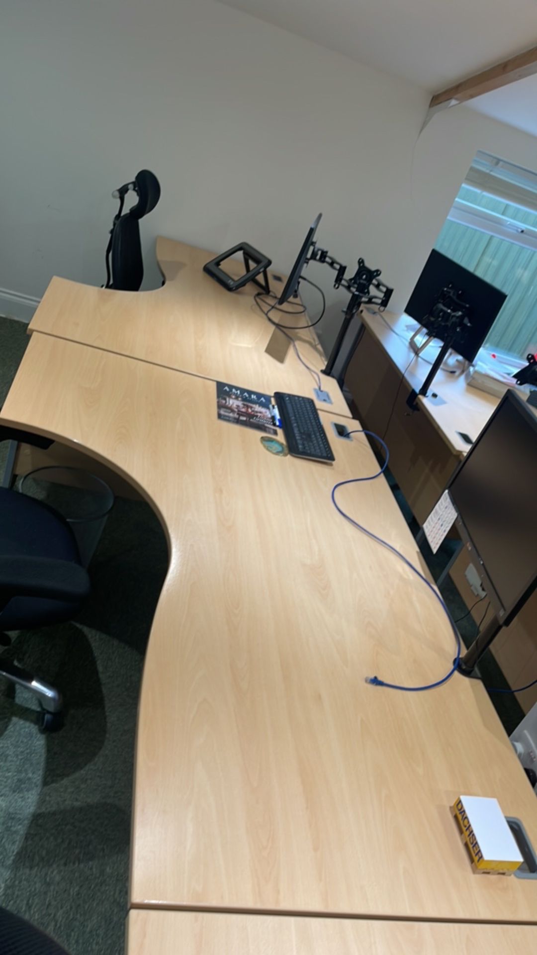 Bank Of 3 Desks, Chairs, Monitors & Drawers - Image 6 of 7