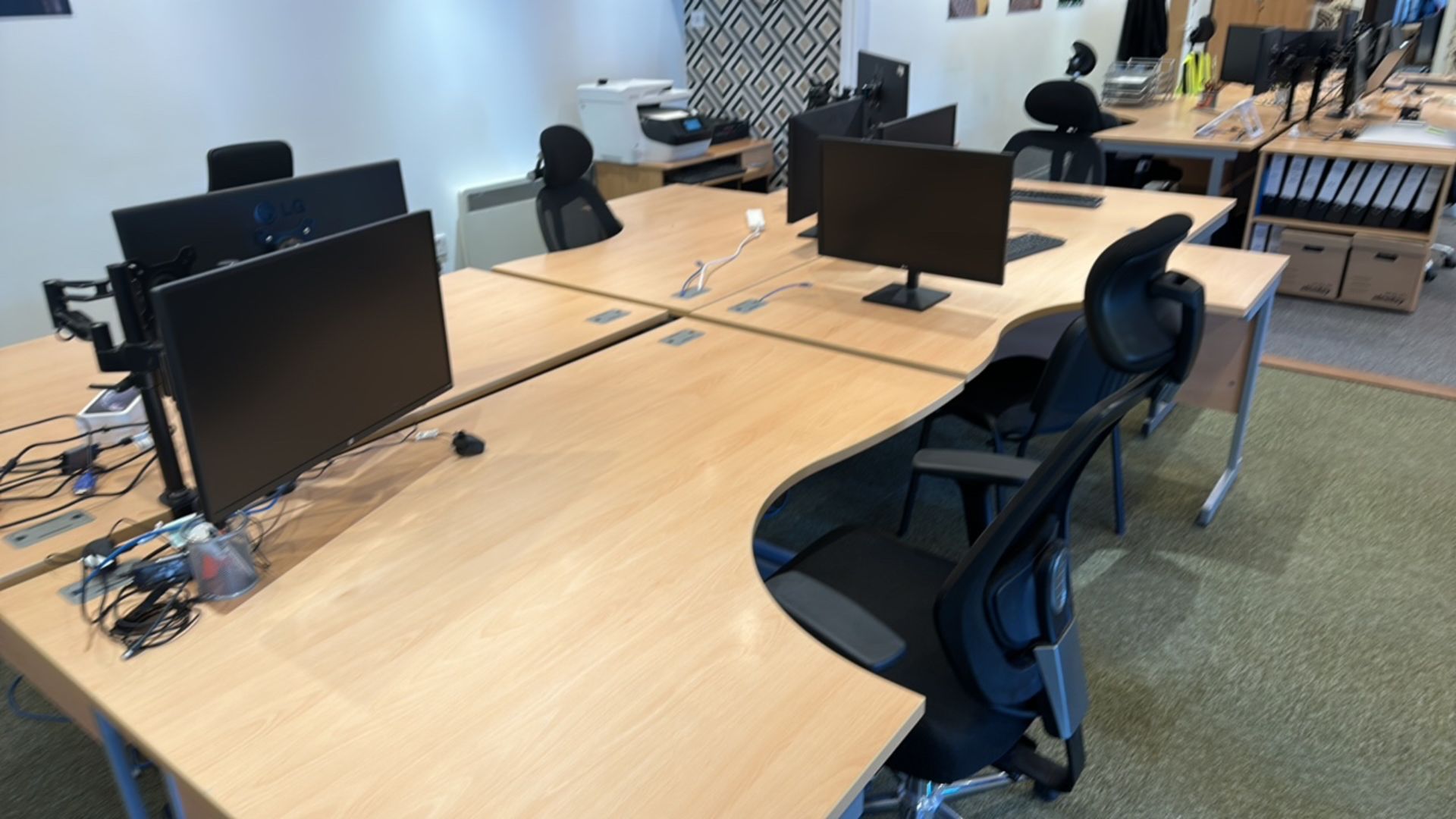 Bank of office desks with monitors and chairs - Image 3 of 3