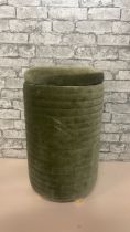 AMARA Velour Quilted Storage Pouf - Khaki