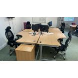 Bank Of 4 Desks, Monitors & Chairs