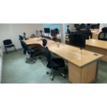 Bank Of 3 Desks, Chairs, Monitors & Drawers