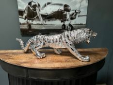 Silver Resin Tiger Statue
