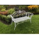 Ornate Iron White Bench