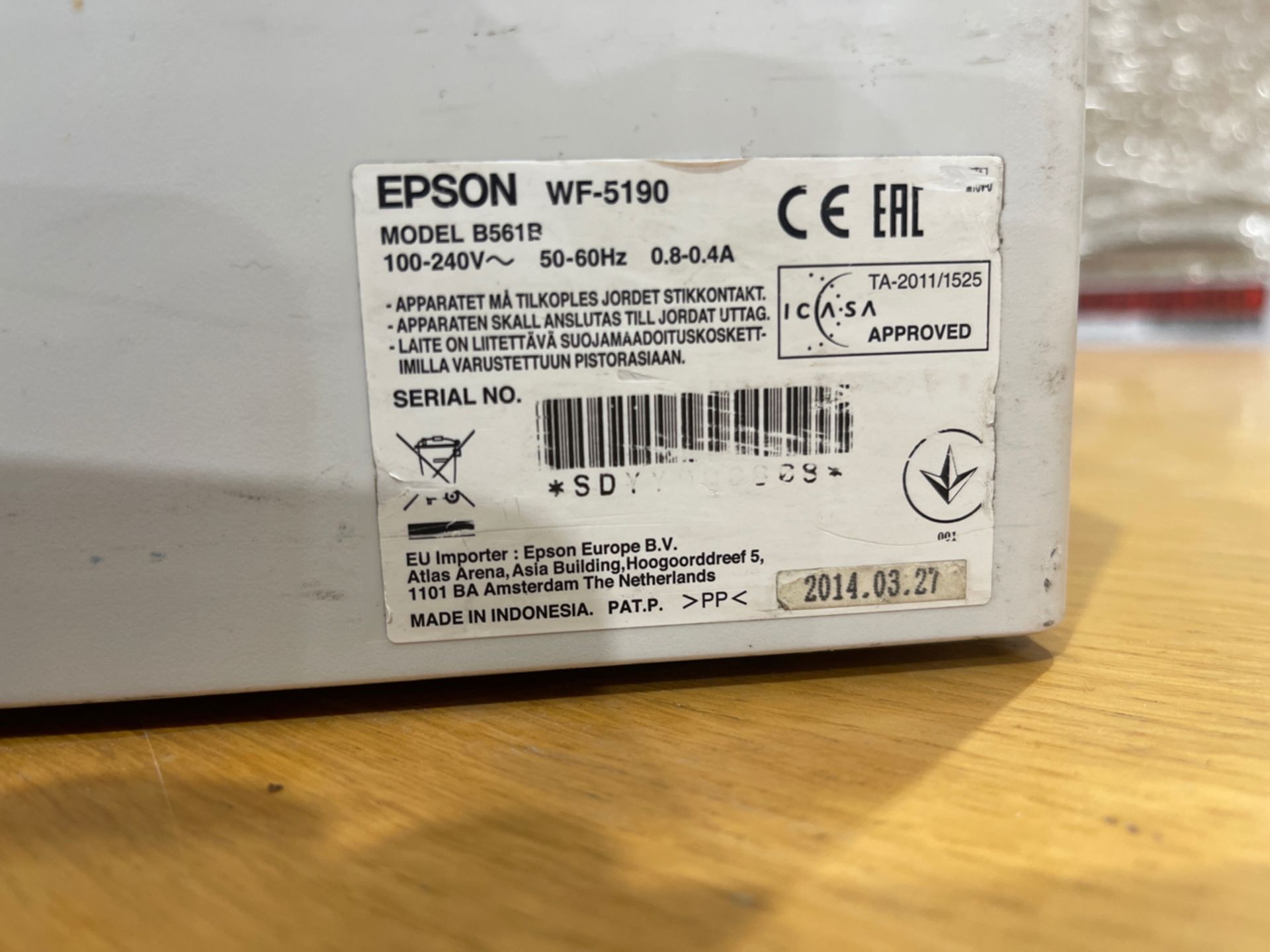 Epson WF-5190 Printer - Image 2 of 2