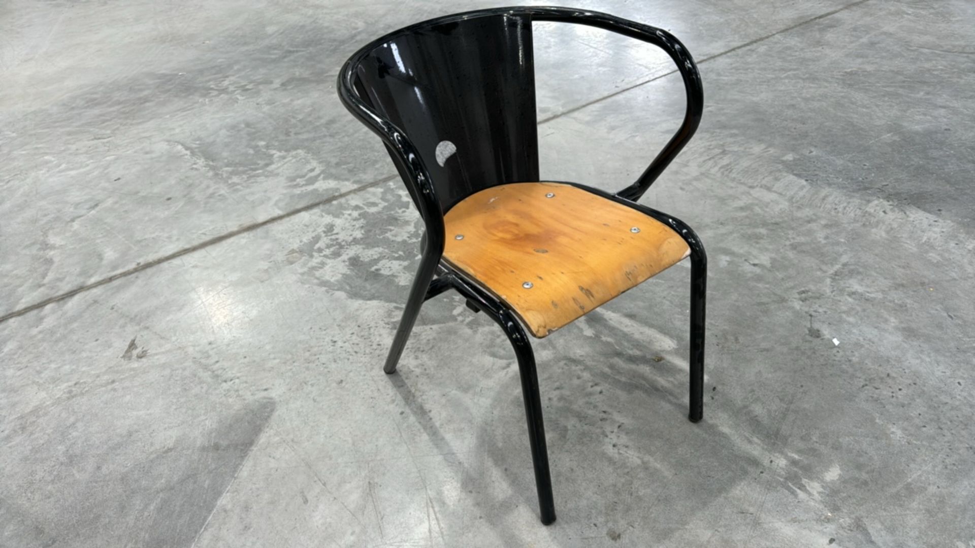 Black Chair With Wood Back - Image 2 of 6