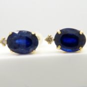 Pair Of Sapphire & Diamond Ear Studs, In 18ct White Gold, With Gift Box