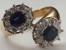 Vintage 18ct Gold Sapphire & Diamond Ring 750 Yellow Gold