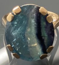 Vintage 9ct, Rare 10ct Blue John Agate Ring