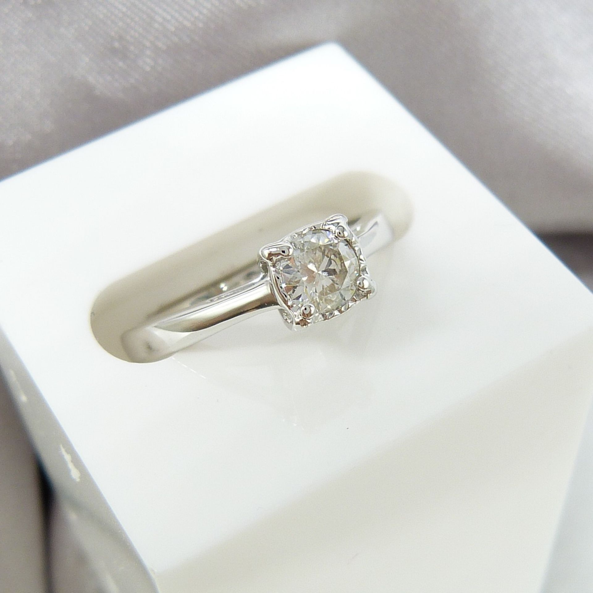 Round Brilliant-Cut Diamond Solitaire Ring In White Gold, With Certificate