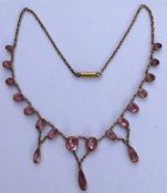 Antique Georgian 15ct Gold Foil Back Pink Topaz Necklace (1800's)